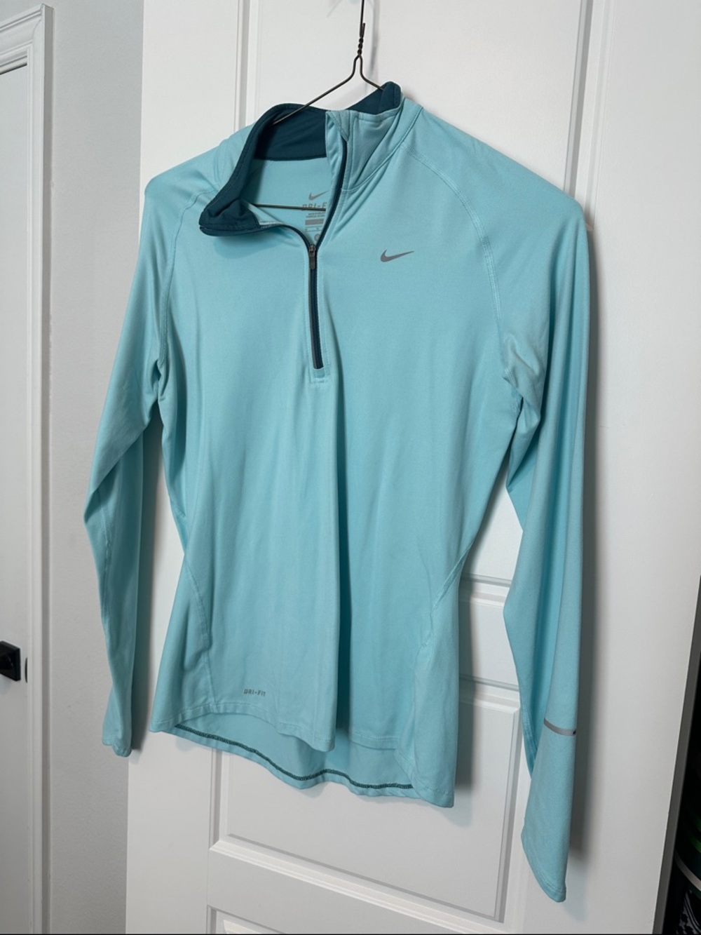 Nike Light Aqua Half-Zip Long Sleeve Athletic Top